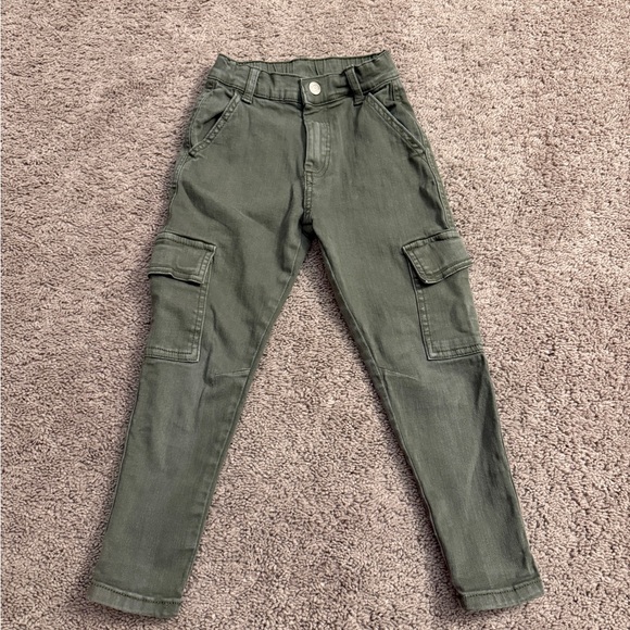 Zara Other - Zara Cargo Jeans Boys Size 6 Olive Green Skinny Stretch Adjustable Waist Pant